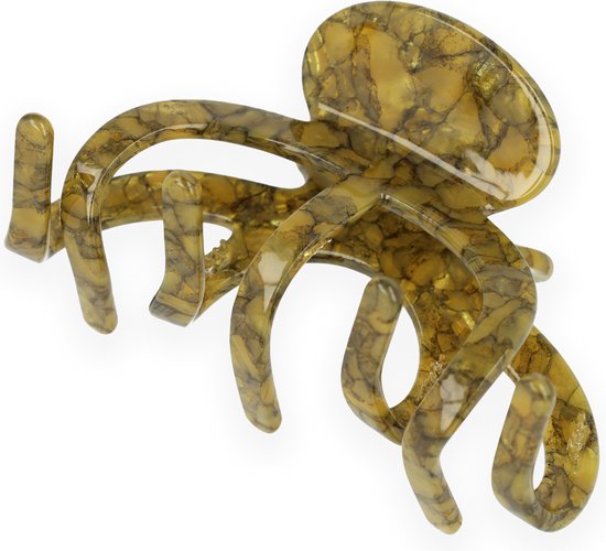 Lajetti haarklem met groen marmerpatroon, octopus-design, details van acetaat.