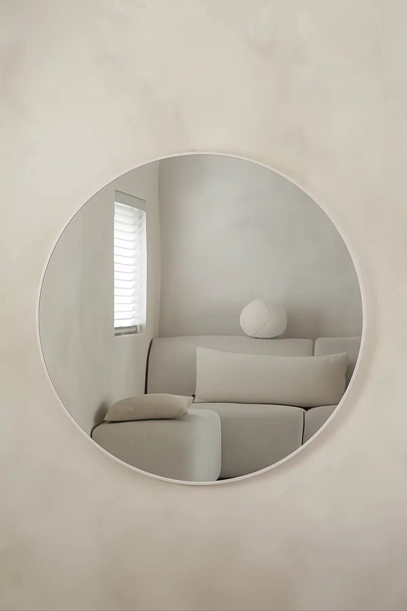 Nordic Style® Ronde spiegel 120x120cm - Mat Wit - Scandinavische Spiegels - Cirkel - Wandspiegel - Badkamerspiegel - Gangspiegel - Wand - Gang - Badkamer