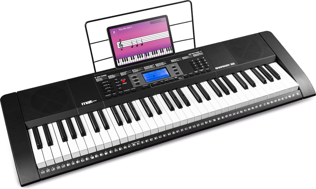 Bol.com Keyboard met 61 toetsen - MAX Rhapsody61M met aanraakgevoelige toetsen - Ideaal voor beginnende muzikanten aanbieding