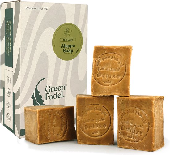 Foto: Green fadel aleppo zeep premium aleppo soap 40 laurierolie 60 olijfolie 4x200g handgemaakt vegan pure natuurlijke zeep voor gezicht lichaam douchezeep natuurproduct