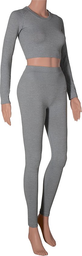 Ensemble sport femme Xtreme - Legging/Crop top - Grijs - Taille L - Legging de sport - Crop top de Sport