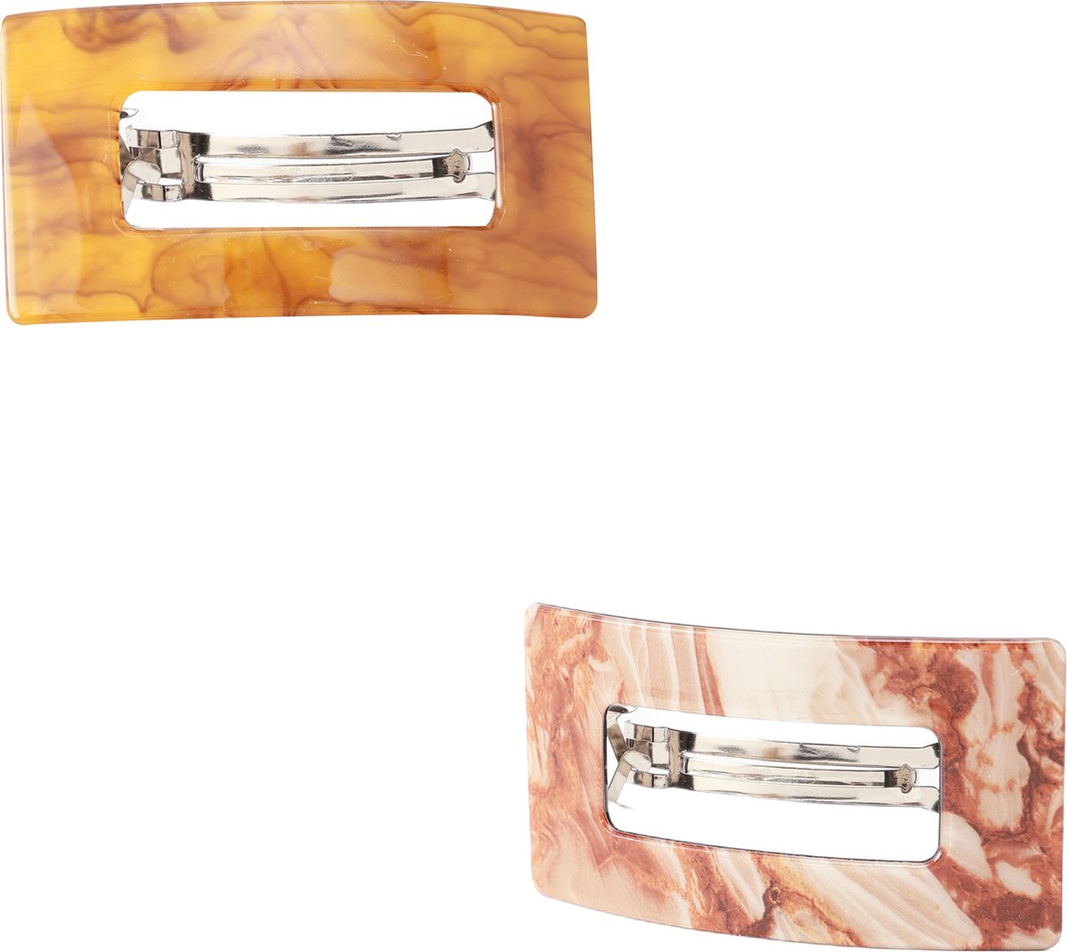 Emilie collection - haarspeld - marmer - bruin - oranje - 2 stuks