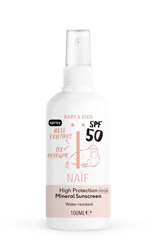 Naïf - Zonnebrand Spray - Baby's & Kinderen - SPF50 - 0% Parfum - met Natuurlijke Ingrediënten - 100ml