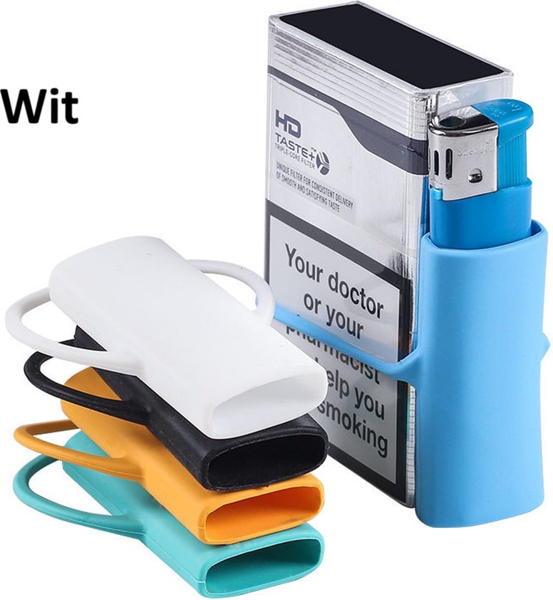 Goedkoopste Elastische Siliconen Aanstekerhoes Voor Sigarettenpakjes I I Rekbaar I Raak nooit Meer je Aansteker Kwijt I Antislip I 5.9 x 2.6 CM I Wit