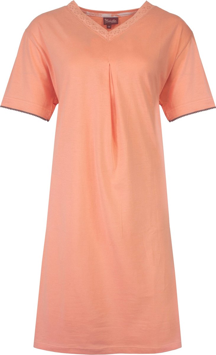 Medaillon Dames Nachthemd - 100% Katoen - Oranje - Maat XL
