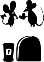 Muursticker Muis en muizenhol - Sticker voor op de muur of plint - 28cm x 9cm