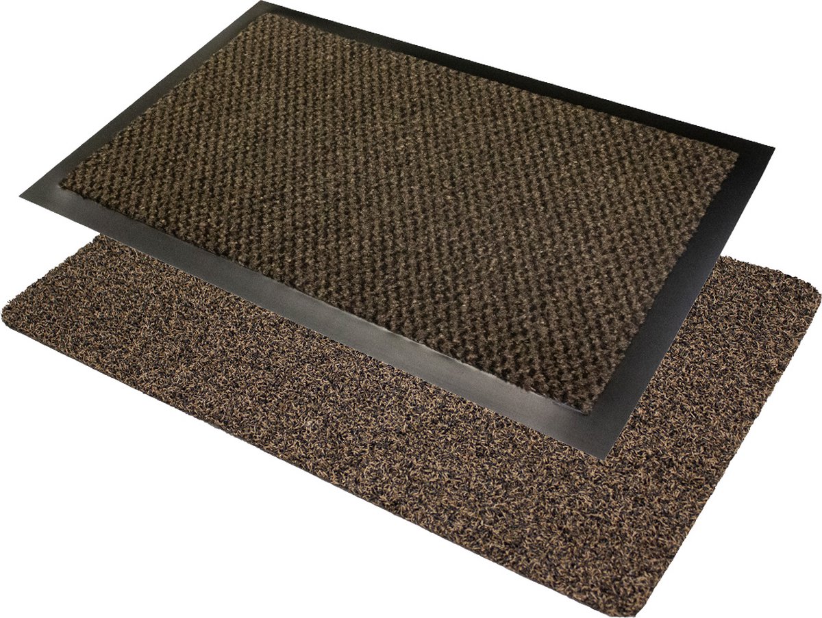 Studio M Voordeelpak deurmatten 2 stuks - Deurmat buiten OUTDOOR + Droogloopmat binnen OPTICLEAN - deurmat bruin