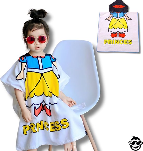 BoefieBoef Kinder Badponcho - Baby Badcape - Microfiber Kleuter Badjas Met Capuchon - Kerst Cadeau - Peuter Strandponcho Voor Kinderen tot 6 jaar - 60x90cm - BSneeuwwitje Prinses Wit Sprookje - meisje - Peuter - Zomer - Strandlaken - Surfponcho van BoefieBoef — afbeelding 3