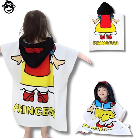 BoefieBoef Kinder Badponcho - Baby Badcape - Microfiber Kleuter Badjas Met Capuchon - Kerst Cadeau - Peuter Strandponcho Voor Kinderen tot 6 jaar - 60x90cm - BSneeuwwitje Prinses Wit Sprookje - meisje - Peuter - Zomer - Strandlaken - Surfponcho van BoefieBoef — afbeelding 5