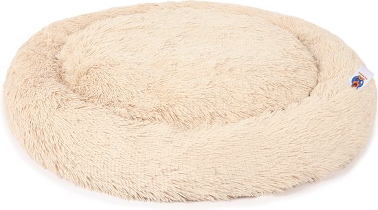 Pet Perfect Donut Hondenmand 100cm - Fluffy Hondenkussen - Hondenbed - Beige - Wasbaar