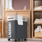 Bol.com Wasmand met Wieltjes - 74L Grote Inklapbare Wasmand met Wielen - Opvouwbare Dunne Wasmand met Handvat - Praktische Opber... aanbieding