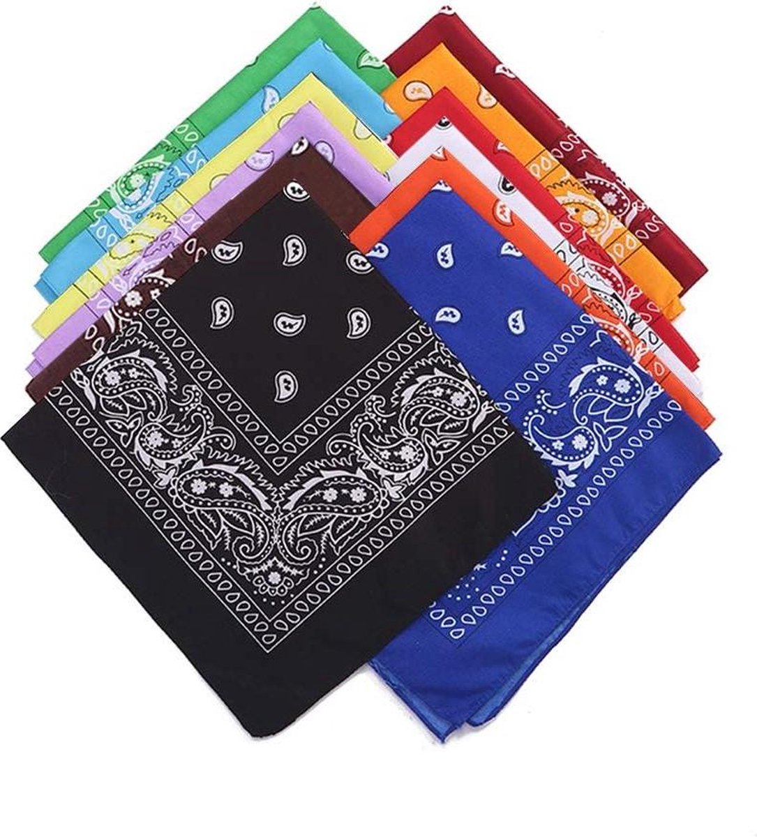 Goedkoopste Multifunctionele bandana's 12 stuks paisleybandana's met hiphop sportmotief - kleurrijk fietsen hoofdband zakdoek voor mannen en vrouwen (12 kleuren