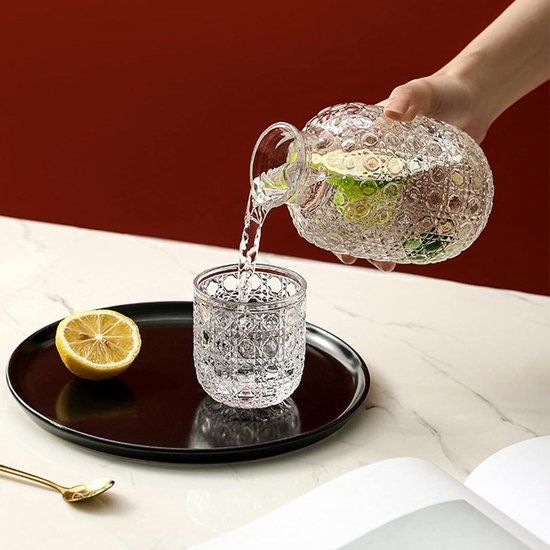 Waterkaraf voor aan het bed, Waterkruik en Glazen Flessen Set, 500 ml