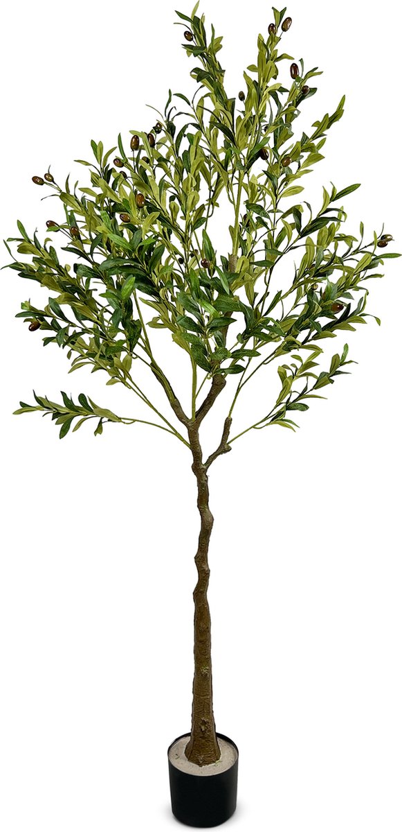 IvoQ Kunst Olijfboom 120 cm – Realistisch Design – Onderhoudsvrij – Sfeervolle Decoratie