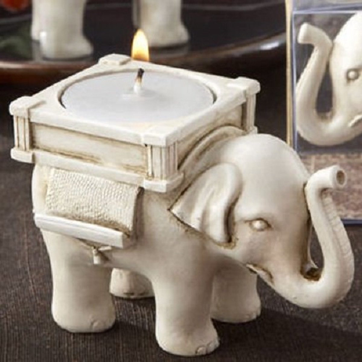 Lucky elephant / Geluksolifant waxinelichthouder decoratie