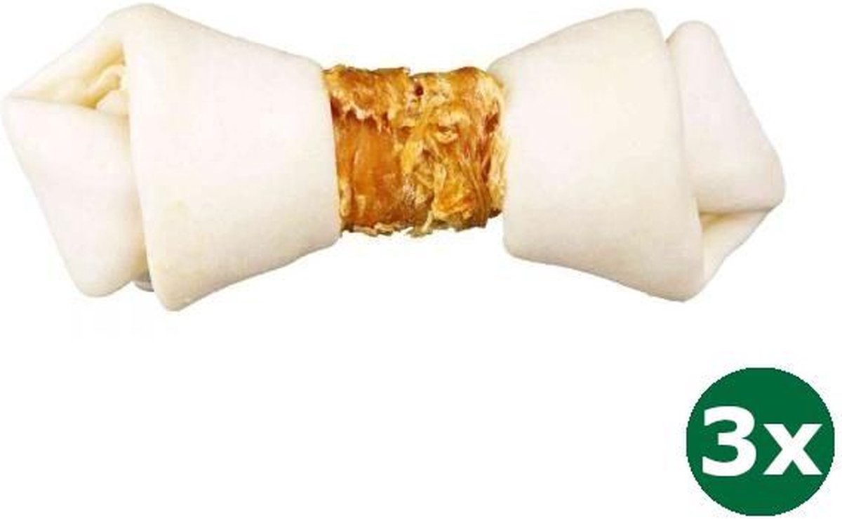 3×70 gr 11 cm Trixie denta fun knotted chicken chewing bones hondensnack