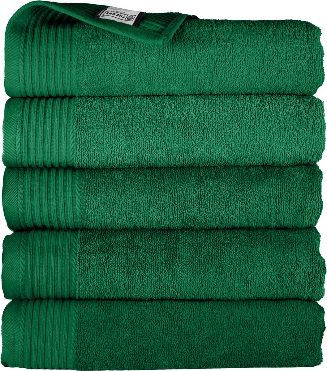 The One Towelling Hotelkwaliteit Handdoeken Set - 5 Stuks - 50 x 100 cm - 450 g/m2 - 100% Katoen - Zacht en Absorberend - Groen