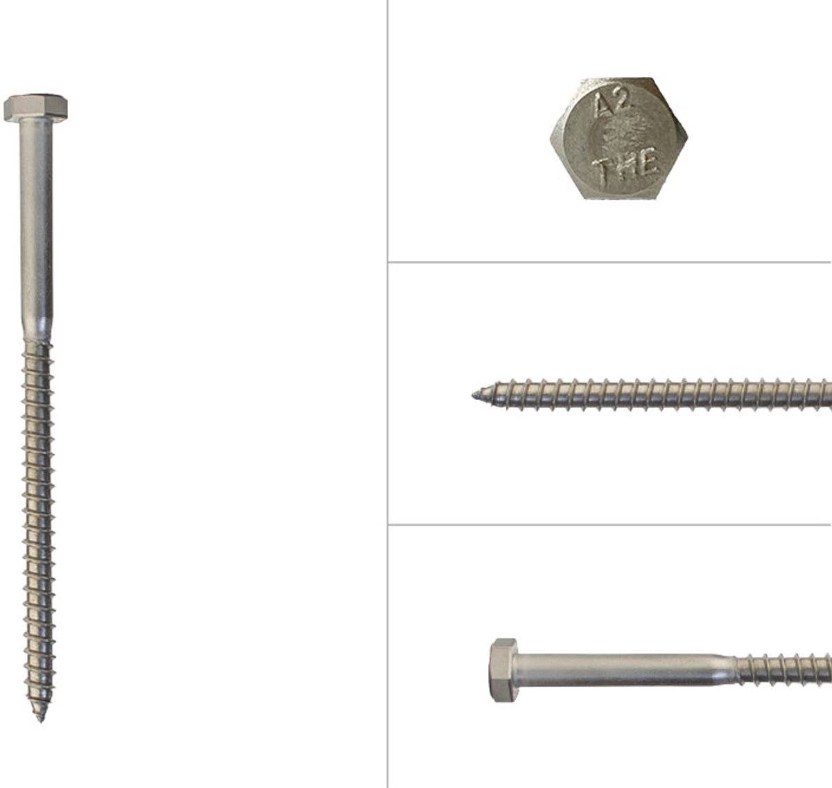 Houtdraadbouten RVS M6 x 100 mm | Doos 100 stuks