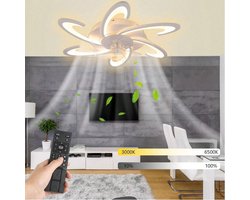 LuxiLamps - 6 Vleugel Ventilator Plafondlamp - Met Afstandsbediening - Wit - Dimbaar - Woonkamerlamp - Moderne lamp - Plafonniere