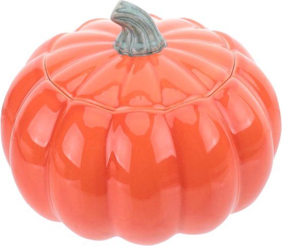 Casserole En Forme De Citrouille En Céramique - Avec Couvercle, 17.3x11.5 Cm - Déco Halloween Et Thanksgiving - Antiadhésif, Micro-ondes Et Four