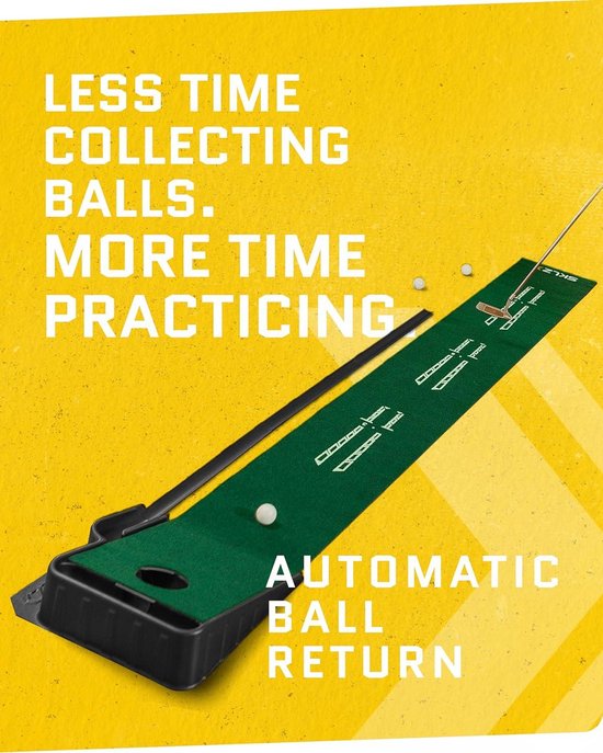 Putting Mat Realistische Golftraining Voor Thuis en Buiten - Golfmat Met Pitch en Put Oefenfunctie Voor Betere Precisie - Oefenmat Golfen Met Retourbaan en Tweekleurig Gras - Incl. 3 Ballen Voor Direct Trainen van Merkloos — afbeelding 2