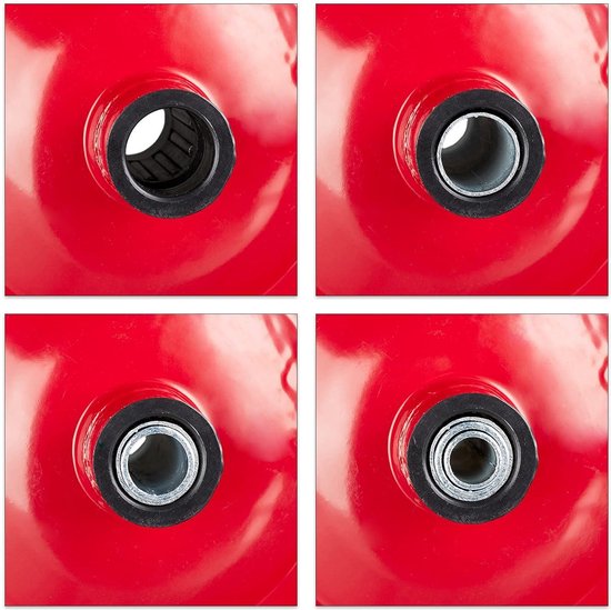 Relaxdays kruiwagenwiel 4.80 4.00-8 - massief rubber - stalen velg - 3 adapters - lekvrij - 100 kg - zwart-rood van Relaxdays — afbeelding 2
