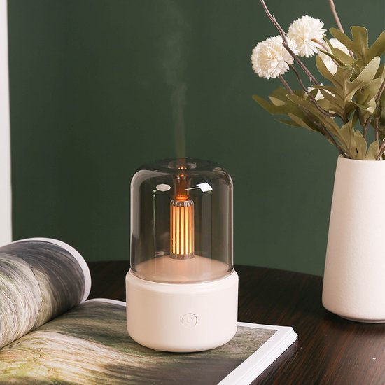 Foto: Happyhead luxe aroma diffuser luchtbevochtiger met lamp en timer 150ml sfeerlicht air purifier water diffuser aroma therapie beige