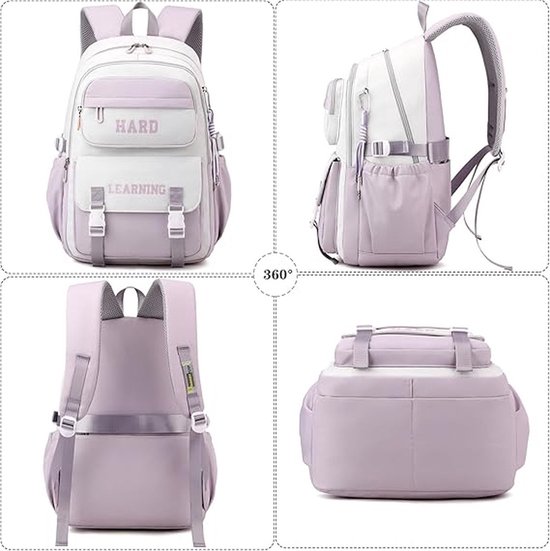 Ultiluxe Schoolrugzak voor tieners Paars lila wit Laptopvak 15.6 inch 48 x 32 x. bol