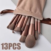 Bol.com Make-Up Kwasten Set - 13 Stuks - Hoge Kwaliteit - Makeup Kwasten - Kleur: Oud Roze / Bruin - 13 Stuks - Foundation Kwast... aanbieding