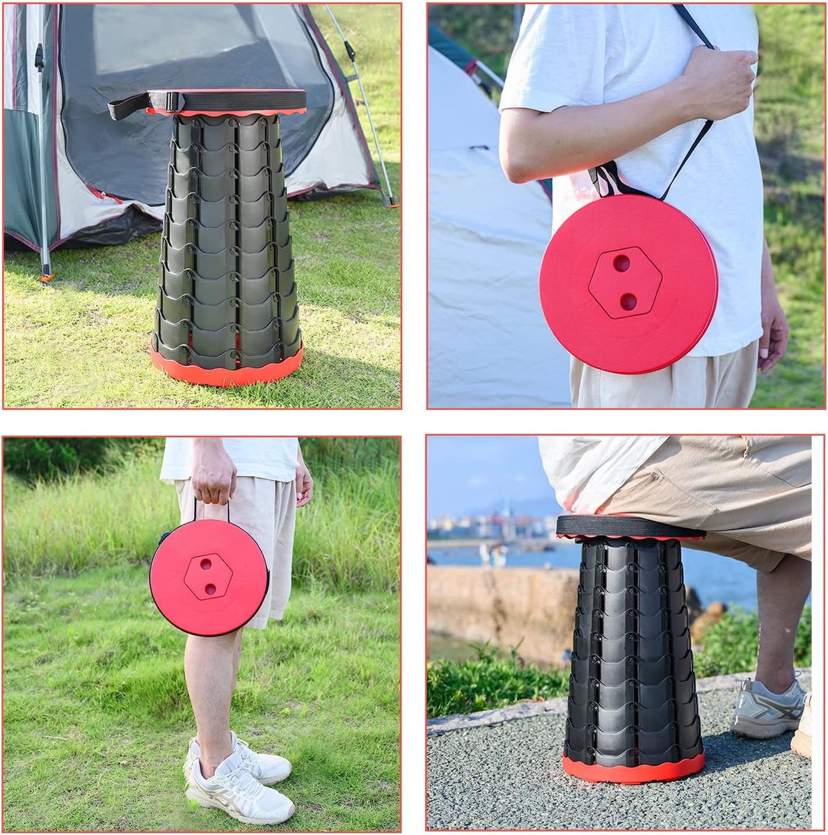 ALEVMOOM Telescopische campingkruk, inklapbaar, licht, nylon, voor