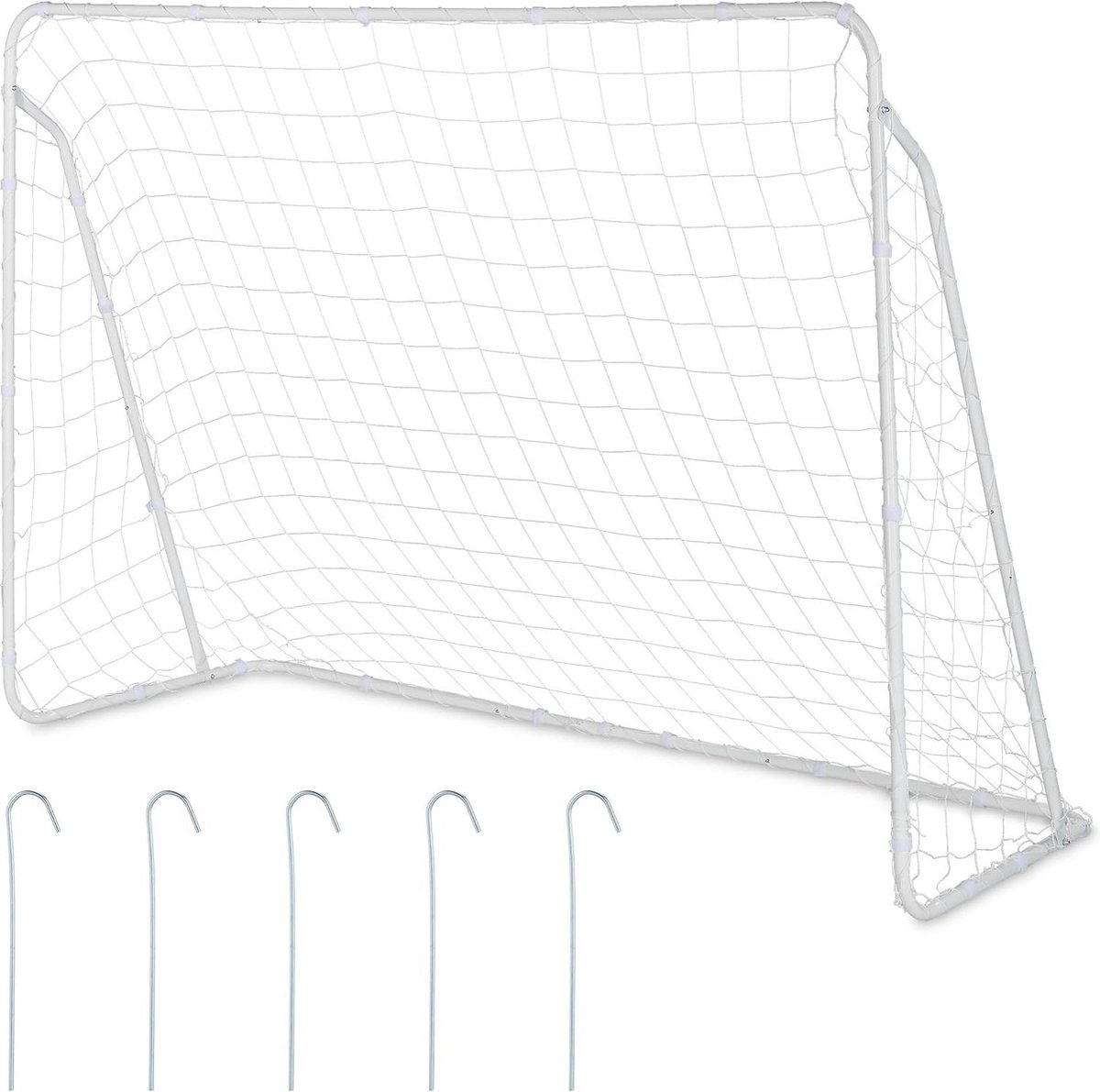 Groot Stalen Voetbaldoel voor Kinderen en Volwassenen in de Tuin - HBD 153x217x75 cm - Wit