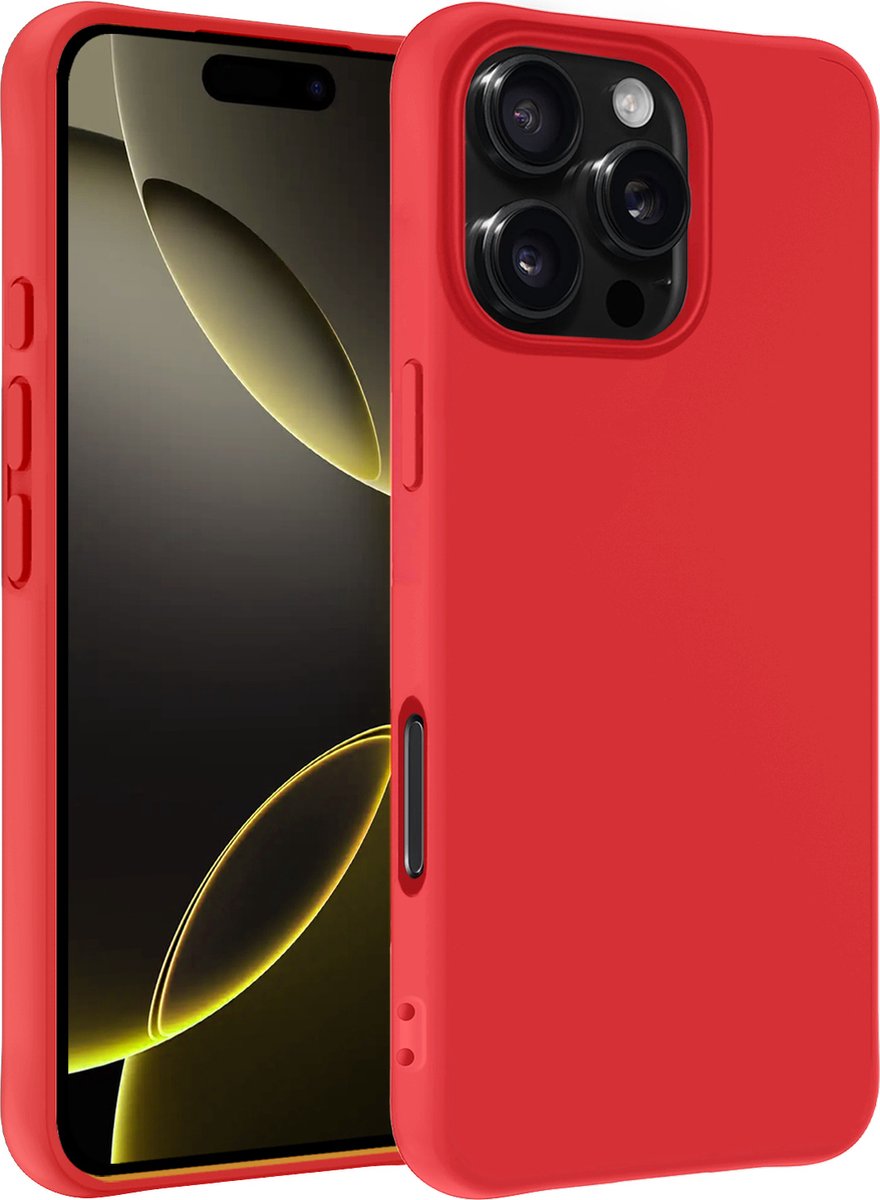 Hoesje - Geschikt voor Apple iPhone 16 Pro - Sterk & Shockproof - Hoes Cover - Siliconen Case - Telefoonhoesjes - Rood