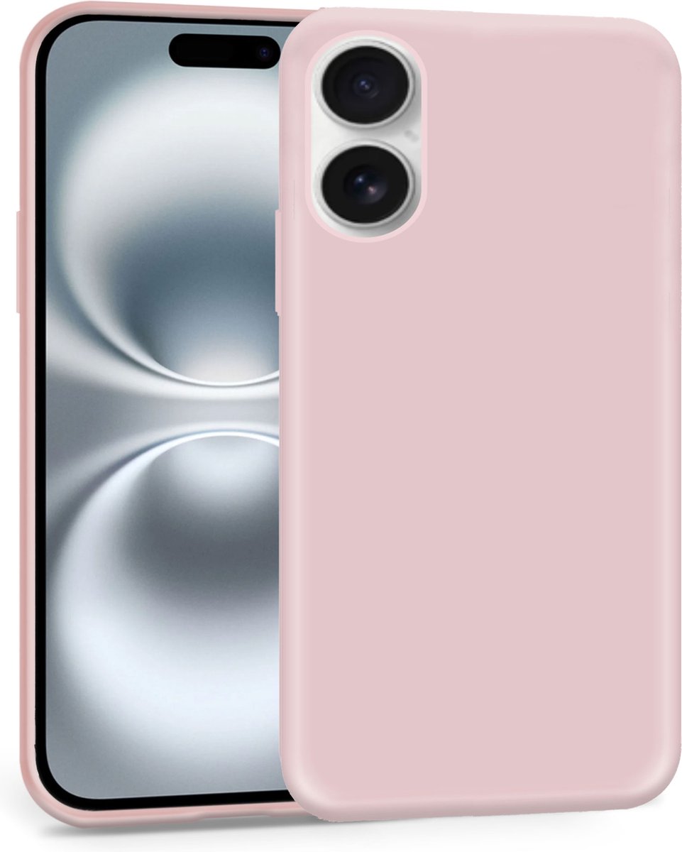 Geschikt voor Apple iPhone 16 Plus - Hoesje- Suède Back Cover Case Rose