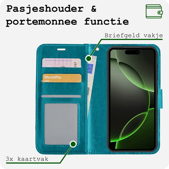 Étui adapté pour iPhone 16 Pro Max, étui de Bookcase, étui à rabat, étui de livre – Étui adapté pour iPhone 16 Pro Max, étui de livre – Turquoise