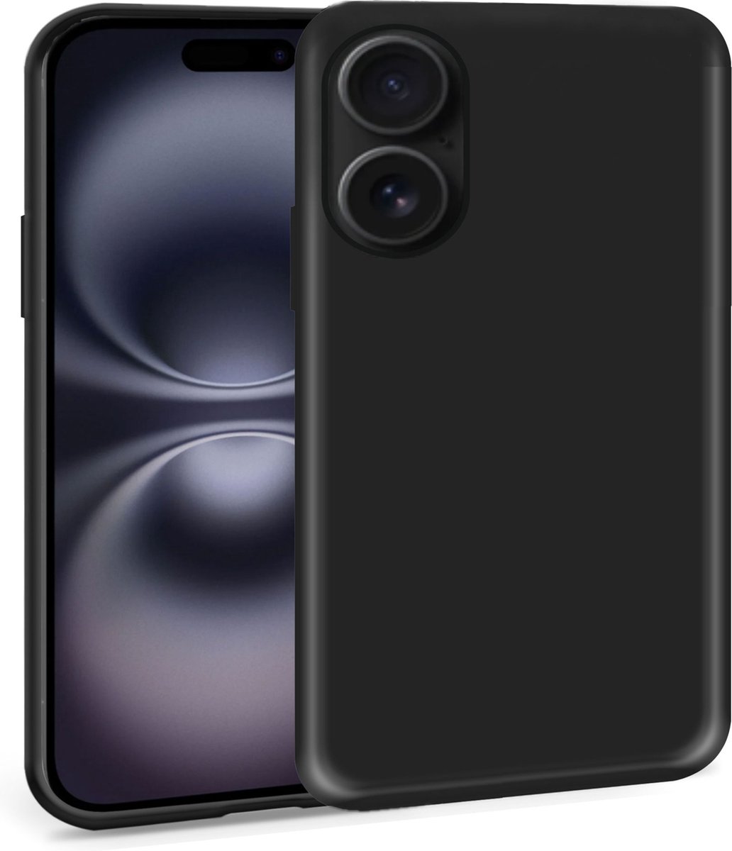 Geschikt voor Apple iPhone 16 - Hoesje - Suède Back Cover Case Zwart