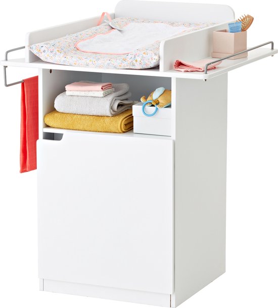 WOLTU Aankleedcommode van MDF, 80 x 74,5 x 13,5 cm, ruimtebesparend met verstelbare hoogte, geschikt voor commode met een diepte van 47,5-50 cm, wit
