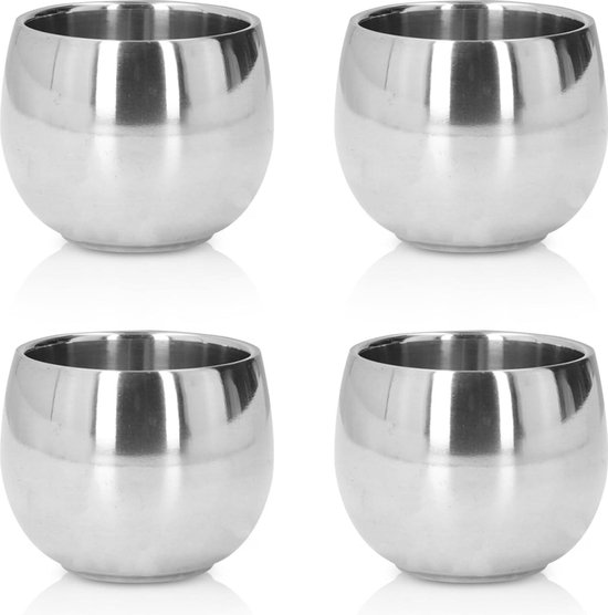 thumbnail: 3 Stuks Roestvrijstalen Bekers 300 Ml - Dubbelwandig Geïsoleerd, Stapelbaar En Vaatwasmachinebestendig | Campingbeker Zonder Handvat