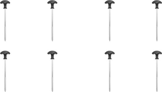 Tentharingen Set - 8 Stuks - 21 CM - Schroefharingen - Haringen Grondpennen - Zilverkleurig / Zwart
