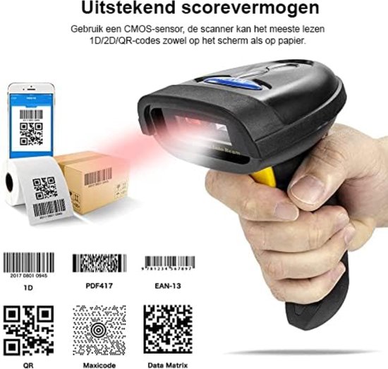 LENVII R777 Barcodescanner – Draadloos, 1D/2D, Bluetooth, 2.4G, USB-C, 1500 MAh Batterij, Kleurenscherm, 50.000 Barcodes Geheugen, Voor Windows, Mac, Android En IOS