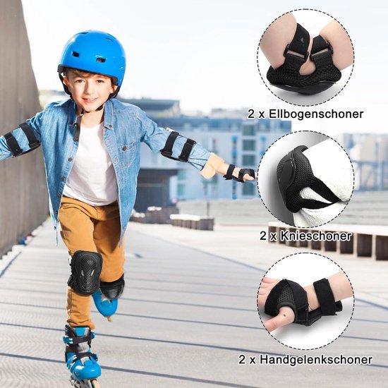 Kit Protection Enfant 6 En 1 – Genouillères, Coudières & Poignets Pour Patin, Trottinette, Vélo – 3-8 Ans, Confort & Sécurité Max