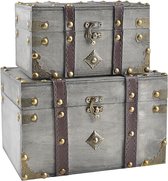 Koffer (5) - Houten Kist - 5 Stuks - Hout, Messing - online veiling