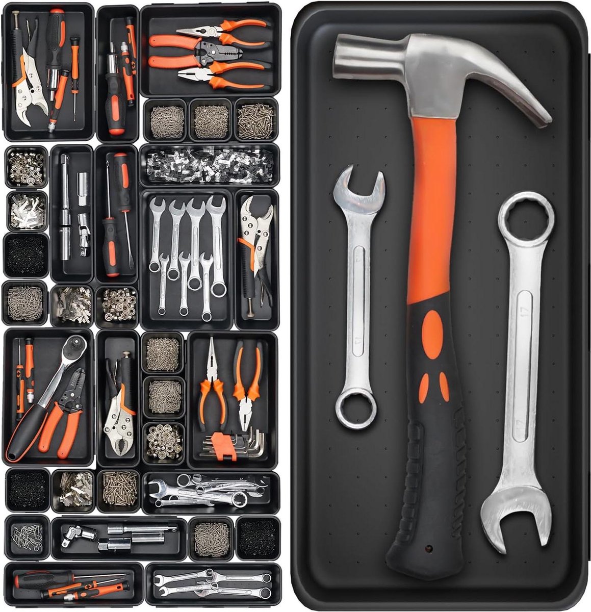 Gereedschapskoffer-organizer 46 stuks groot-30cm met laden en sorteerdozen