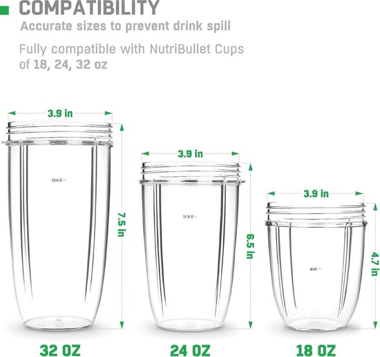 Flip Top To-Go-Deksel - 2Stuks - Hersluitbare Bekerdeksels - Vervangende Onderdelen Geschikt Voor 600w En 900w Nutribullet Blender 32/24/18oz-Bekers Bekerdeksels - Met Rubberen Pakking - Zegel - Voor Onderweg van Nutribullet — afbeelding 5