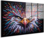 Adelaar schilderijen glas - Dieren glasschilderij - Schilderij Veer - Woonkamer decoratie industrieel - Schilderijen plexiglas - Decoratie muur acrylglas 150x100 cm