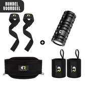 ReyFit Sports Ultimate All in Fitness Accessoires Bundel - Kracht training - Cross Fit - Lifting Straps - Dip Belt - Wrist Wraps - Foam Roller - Zwart