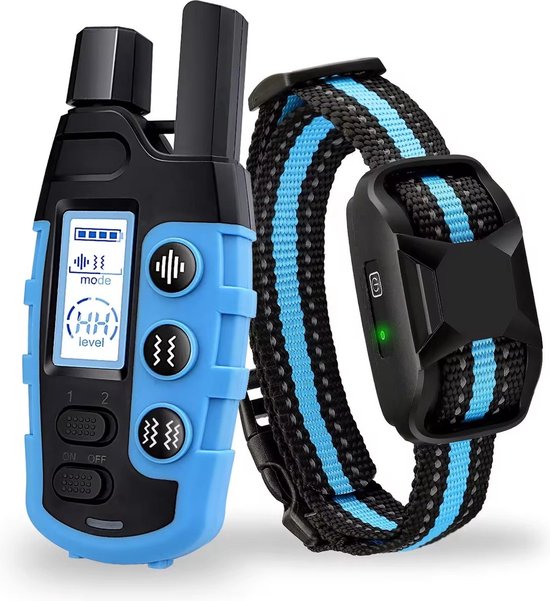 Anti blafband voor honden met Afstandbediening Pro 2023 - Anti Blaf Apparaat - 2-in-1 Trainingshalsband - Geschikt voor Kleine en Grote Honden Blauw