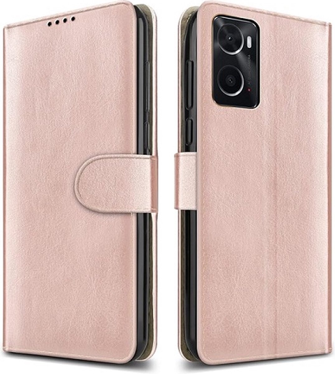 OPPO A76 Hoesje Met Pasjeshouder Bookcase Rose Goud