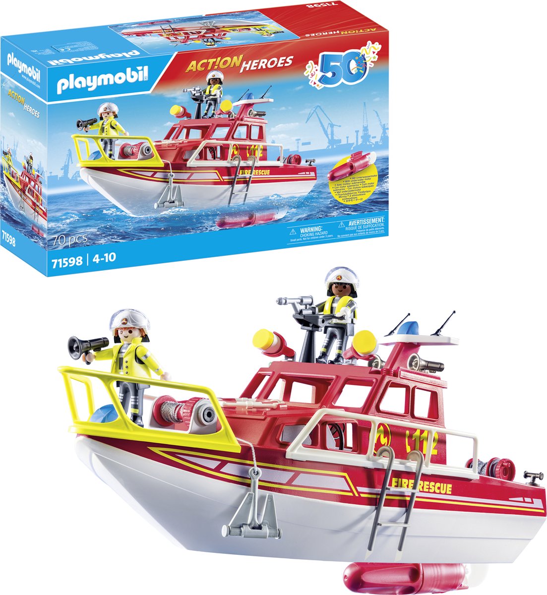 PLAYMOBIL Action Heroes - Brandweerboot constructiespeelgoed 71598