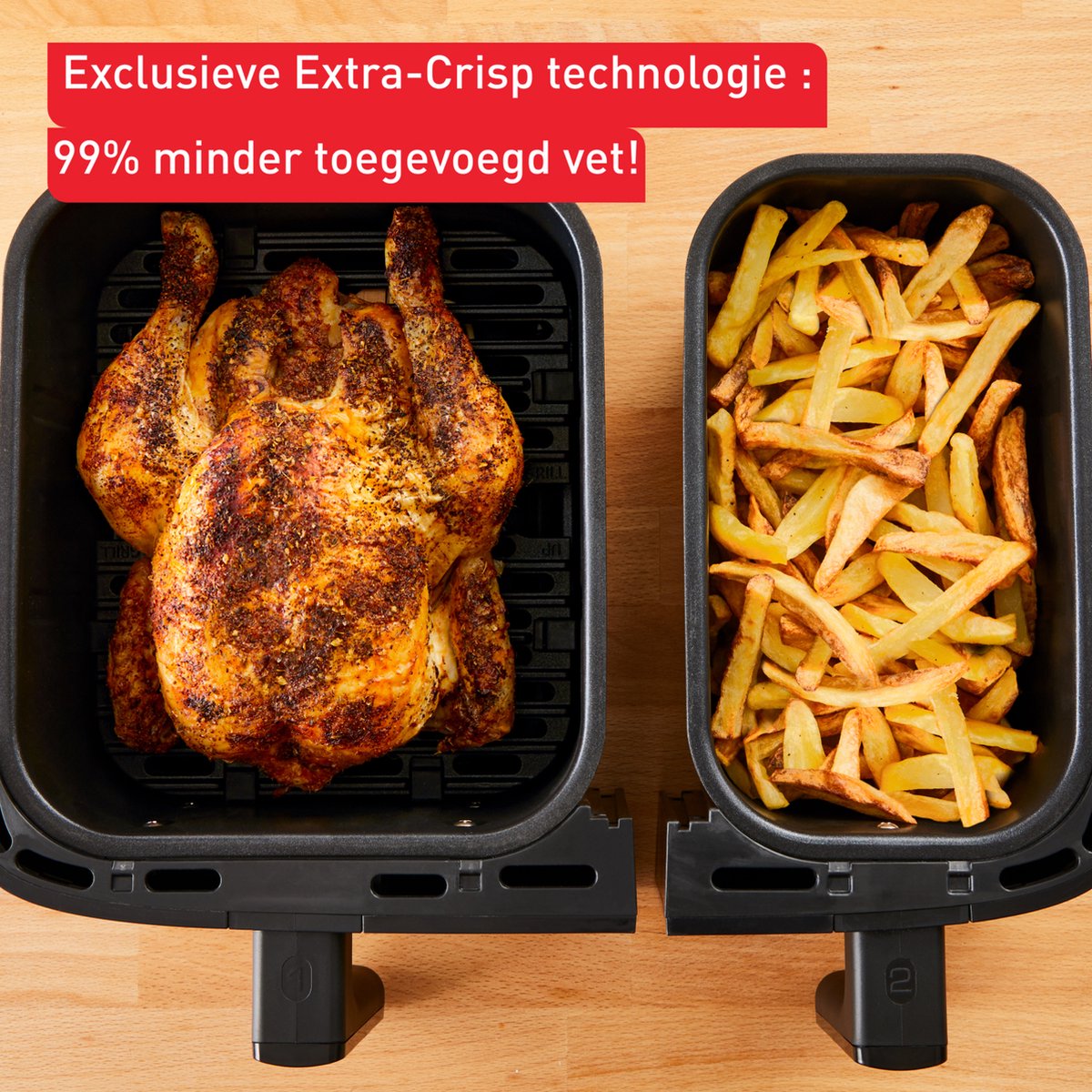 Tefal Dual Easy Fry & Grill EY9018 - Heteluchtfriteuse - 2700W - 83L