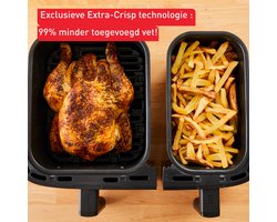 Tefal Dual Easy Fry & Grill Easy Fry Dual EY9018 XXL heteluchtfriteuse met dubbele lades zwart